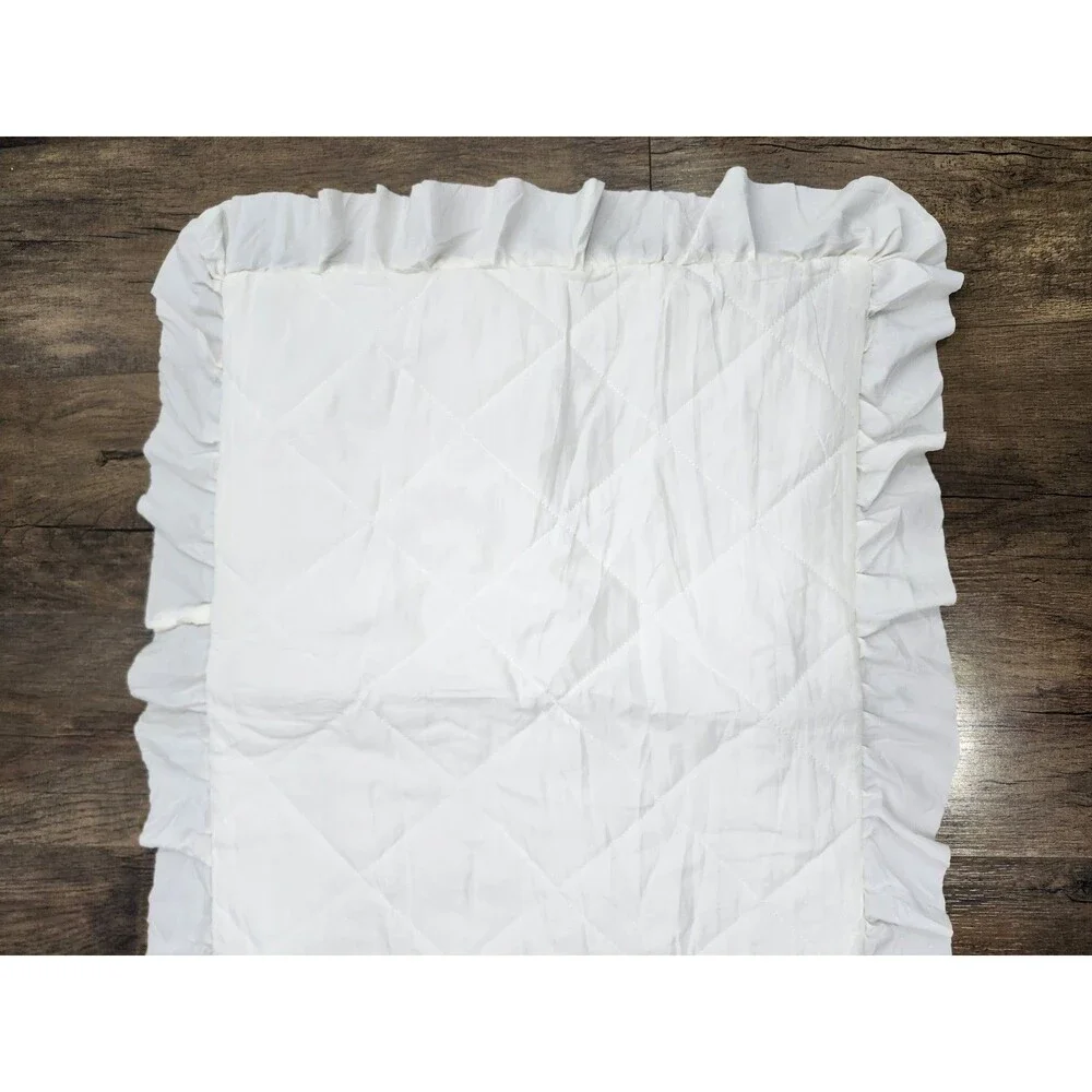 Vtg Ruffle White Pillow Sham Standard Shabby Chic Cottage